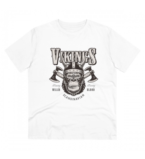 Men's PC Cotton Gorila Desing Printed T Shirt (Color: White, Thread Count: 180GSM)