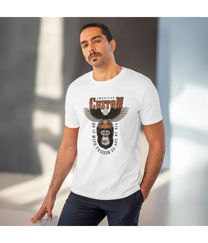 Men's PC Cotton Gorila Desing Printed T Shirt (Color: White, Thread Count: 180GSM) Men's PC Cotton Gorila Desing Printed T Shirt (Color: White, Thread Count: 180GSM)