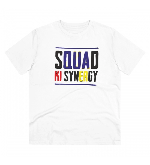 Men's PC Cotton Squed Ki Syneagy Printed T Shirt (Color: White, Thread Count: 180GSM)