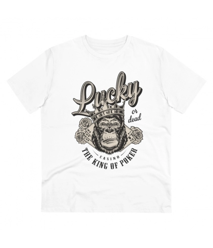Men's PC Cotton Gorila Desing Printed T Shirt (Color: White, Thread Count: 180GSM)