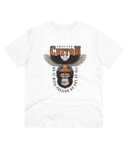 Men's PC Cotton Gorila Desing Printed T Shirt (Color: White, Thread Count: 180GSM)