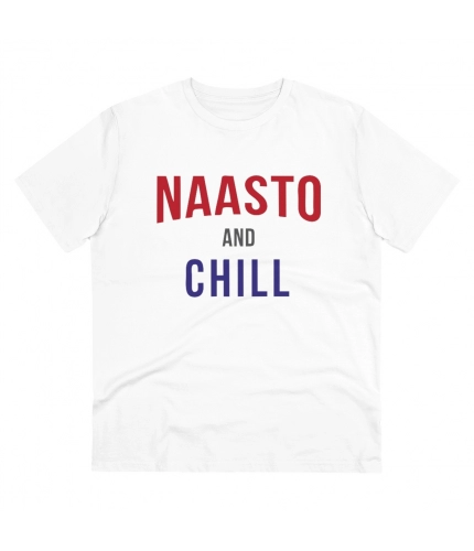 Men's PC Cotton Nasto And Chill Printed T Shirt (Color: White, Thread Count: 180GSM)