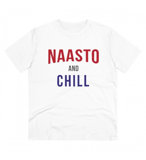 Men's PC Cotton Nasto And Chill Printed T Shirt (Color: White, Thread Count: 180GSM)