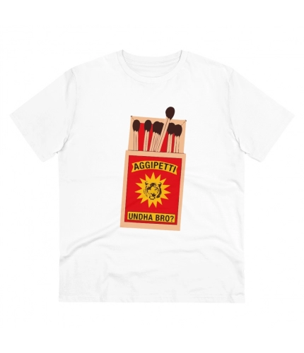 Men's PC Cotton Telugu Desing Printed T Shirt (Color: White, Thread Count: 180GSM)
