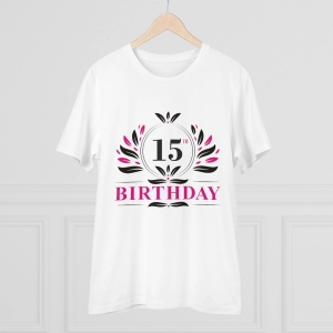 Generic Men's PC Cotton 15th Birthday Printed T Shirt (Color: White, Thread Count: 180GSM)