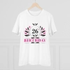 Men's PC Cotton 26th Birthday Printed T Shirt (Color: White, Thread Count: 180GSM) Men's PC Cotton 26th Birthday Printed T Shirt (Color: White, Thread Count: 180GSM)
