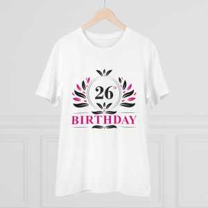 Generic Men's PC Cotton 26th Birthday Printed T Shirt (Color: White, Thread Count: 180GSM)