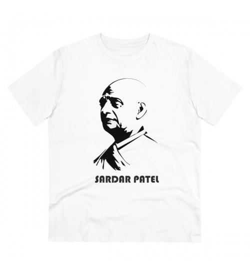 Men's PC Cotton Sardar Patel Printed T Shirt (Color: White, Thread Count: 180GSM)