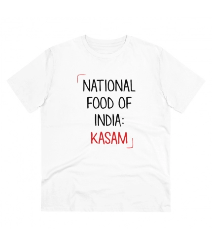 Men's PC Cotton India Kasam Printed T Shirt (Color: White, Thread Count: 180GSM)