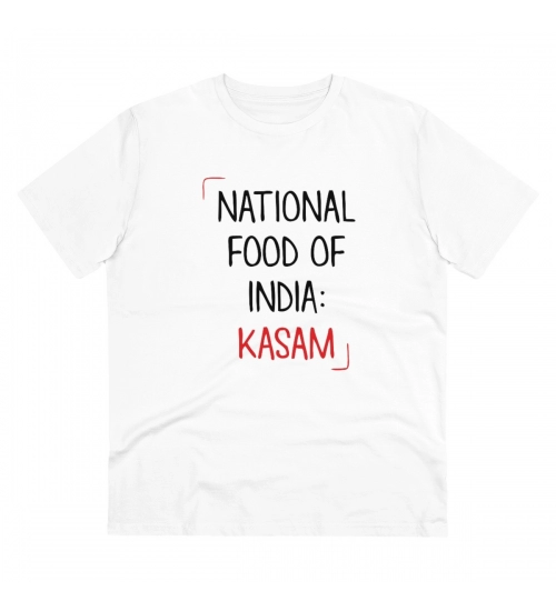 Men's PC Cotton India Kasam Printed T Shirt (Color: White, Thread Count: 180GSM)