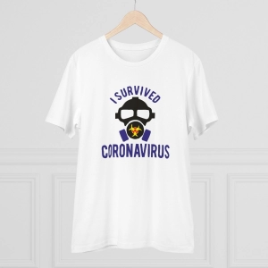 Generic Men's PC Cotton I Survived Coronavirus Printed T Shirt (Color: White, Thread Count: 180GSM)