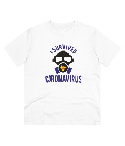 Men's PC Cotton I Survived Coronavirus Printed T Shirt (Color: White, Thread Count: 180GSM)