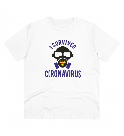 Men's PC Cotton I Survived Coronavirus Printed T Shirt (Color: White, Thread Count: 180GSM)