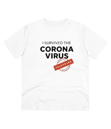 Men's PC Cotton I Survived Corona Virus Printed T Shirt (Color: White, Thread Count: 180GSM)