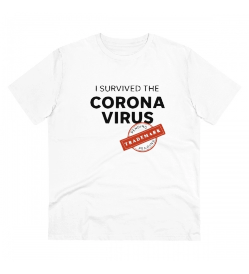 Men's PC Cotton I Survived Corona Virus Printed T Shirt (Color: White, Thread Count: 180GSM)