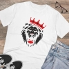 Men's PC Cotton Lion Logo Printed T Shirt (Color: White, Thread Count: 180GSM) Men's PC Cotton Lion Logo Printed T Shirt (Color: White, Thread Count: 180GSM)