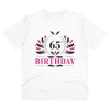 Men's PC Cotton 65th Birthday Printed T Shirt (Color: White, Thread Count: 180GSM)