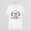 Men's PC Cotton 60th Birthday Printed T Shirt (Color: White, Thread Count: 180GSM)