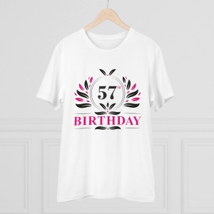 Generic Men's PC Cotton 57th Birthday Printed T Shirt (Color: White, Thread Count: 180GSM)