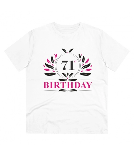 Men's PC Cotton 71st Birthday Printed T Shirt (Color: White, Thread Count: 180GSM)