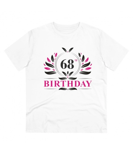 Men's PC Cotton 68th Birthday Printed T Shirt (Color: White, Thread Count: 180GSM)