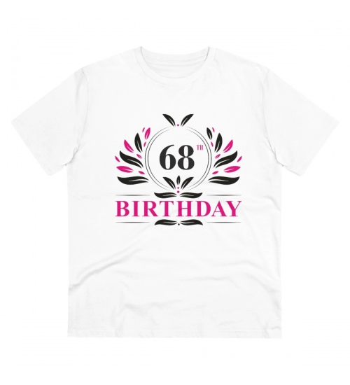 Men's PC Cotton 68th Birthday Printed T Shirt (Color: White, Thread Count: 180GSM)
