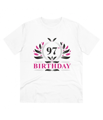 Men's PC Cotton 97th Birthday Printed T Shirt (Color: White, Thread Count: 180GSM)