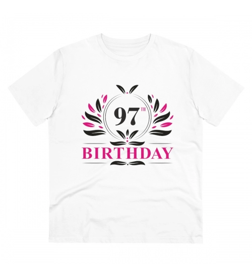 Men's PC Cotton 97th Birthday Printed T Shirt (Color: White, Thread Count: 180GSM)