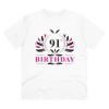 Men's PC Cotton 91st Birthday Printed T Shirt (Color: White, Thread Count: 180GSM)
