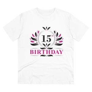 Generic Men's PC Cotton 15th Birthday Printed T Shirt (Color: White, Thread Count: 180GSM)