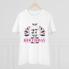 Men's PC Cotton 27th Birthday Printed T Shirt (Color: White, Thread Count: 180GSM) Men's PC Cotton 27th Birthday Printed T Shirt (Color: White, Thread Count: 180GSM)
