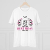 Men's PC Cotton 23rd Birthday Printed T Shirt (Color: White, Thread Count: 180GSM)