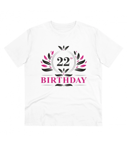 Men's PC Cotton 22nd Birthday Printed T Shirt (Color: White, Thread Count: 180GSM)