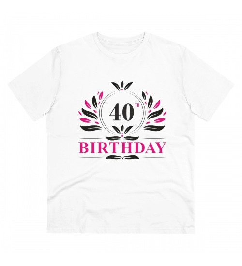 Men's PC Cotton 40th Birthday Printed T Shirt (Color: White, Thread Count: 180GSM)