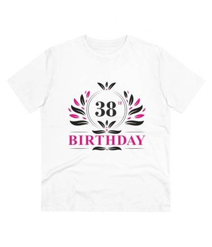 Men's PC Cotton 38th Birthday Printed T Shirt (Color: White, Thread Count: 180GSM)