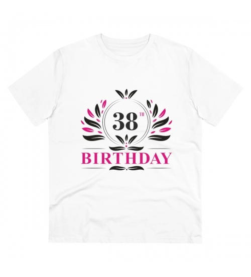 Men's PC Cotton 38th Birthday Printed T Shirt (Color: White, Thread Count: 180GSM)