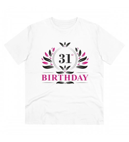 Men's PC Cotton 31st Birthday Printed T Shirt (Color: White, Thread Count: 180GSM)