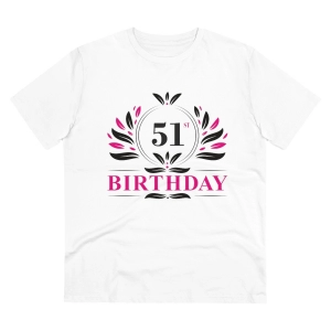 Generic Men's PC Cotton 51st Birthday Printed T Shirt (Color: White, Thread Count: 180GSM)