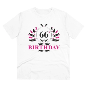 Generic Men's PC Cotton 66th Birthday Printed T Shirt (Color: White, Thread Count: 180GSM)
