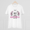 Men's PC Cotton 64th Birthday Printed T Shirt (Color: White, Thread Count: 180GSM)