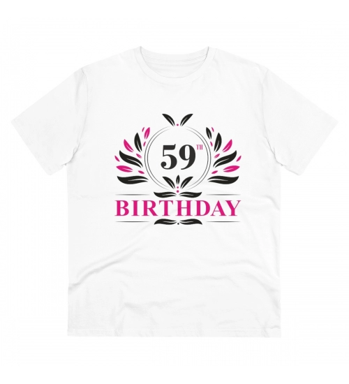 Men's PC Cotton 59th Birthday Printed T Shirt (Color: White, Thread Count: 180GSM)