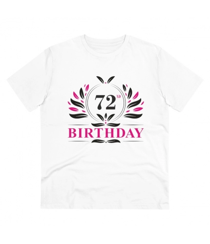 Men's PC Cotton 72nd Birthday Printed T Shirt (Color: White, Thread Count: 180GSM)