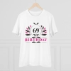 Men's PC Cotton 69th Birthday Printed T Shirt (Color: White, Thread Count: 180GSM)