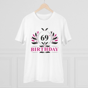 Generic Men's PC Cotton 69th Birthday Printed T Shirt (Color: White, Thread Count: 180GSM)