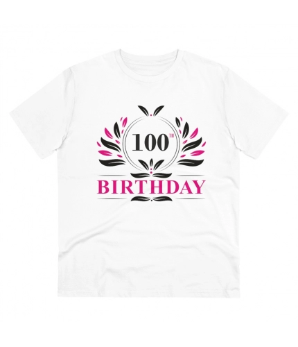 Men's PC Cotton 100th Birthday Printed T Shirt (Color: White, Thread Count: 180GSM)
