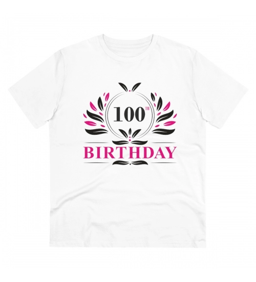 Men's PC Cotton 100th Birthday Printed T Shirt (Color: White, Thread Count: 180GSM)