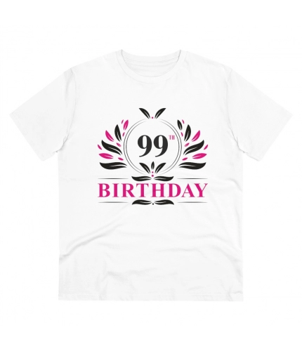 Men's PC Cotton 99th Birthday Printed T Shirt (Color: White, Thread Count: 180GSM)
