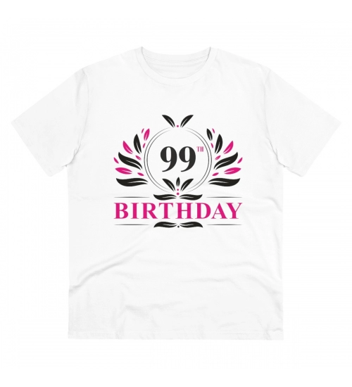 Men's PC Cotton 99th Birthday Printed T Shirt (Color: White, Thread Count: 180GSM)