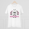 Men's PC Cotton 90th Birthday Printed T Shirt (Color: White, Thread Count: 180GSM)