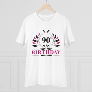 Generic Men's PC Cotton 90th Birthday Printed T Shirt (Color: White, Thread Count: 180GSM)